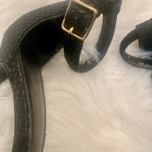 NICHOLAS Black Snakeskin Strappy Stiletto Sandals - Picture 9 of 12